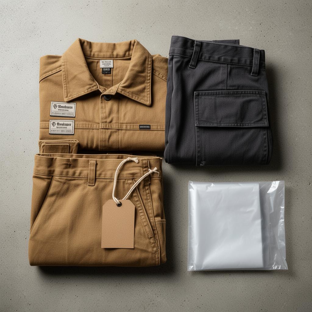 Weavex private-label workwear program — branded woven labels, hangtags and retail-ready packaging